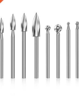 10 Pieces Wood Crving Bits Engrving Drill ccessories Shn