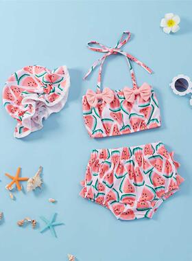 Fashion Baby Girls Swimsuit Bikini Set Watermelon Print Slee