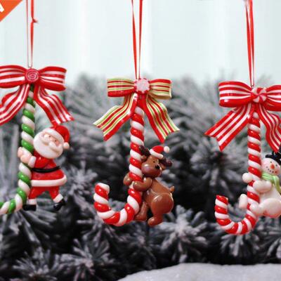 2021 New 3Styles Santa Claus Snowman Small Cane Candy Cane O