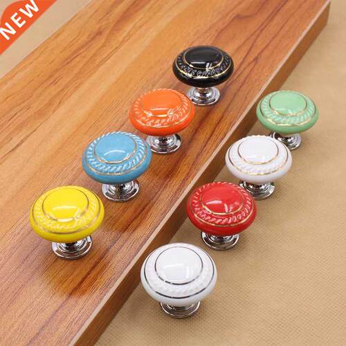 Ceramic Handle European Cabinet White Silver Wire Zinc Alloy
