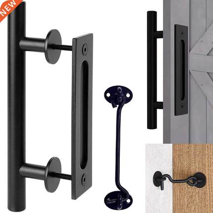 Black Barn Door Handle Heavy Duty Rust-proof Gate Pull Handl