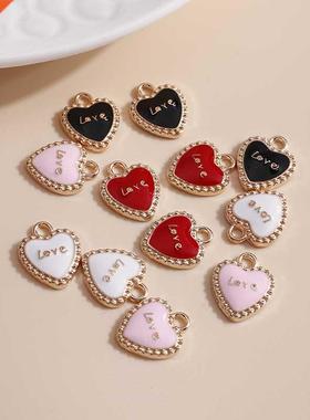 10pcs 12*14 Enamel 4 Color Heart Charms for Jewelry Findings