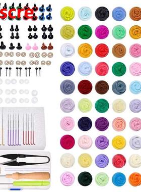 204PCS Needle Felting Kit For Beginner, 60 Colors Wool Rovin