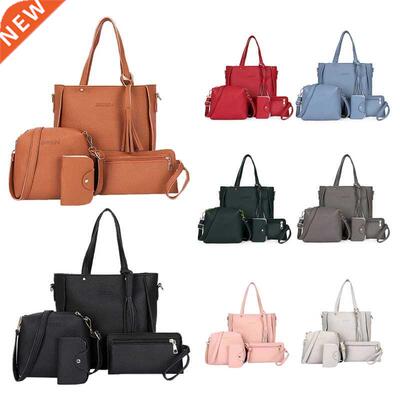 066F 4pcs Women Lady Fashion Handbag Shoulder Bags Tote Purs