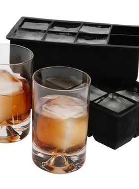 Black 8 Big Cubes Giant Jumbo Large Silicone Ice Cubes Squar