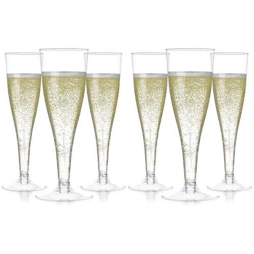 6pcs Plastic Champagne Flutes Disposable Clear Cups Toasting