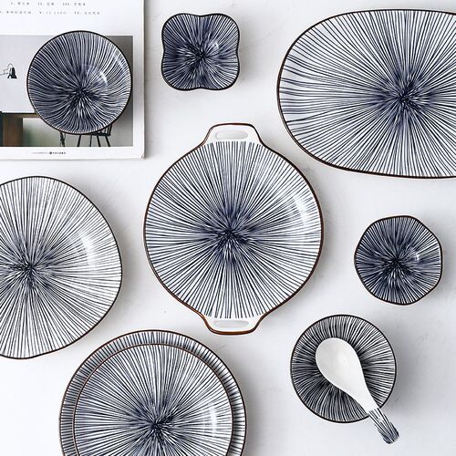 Japanese stripe series ceramic tableware household vertical