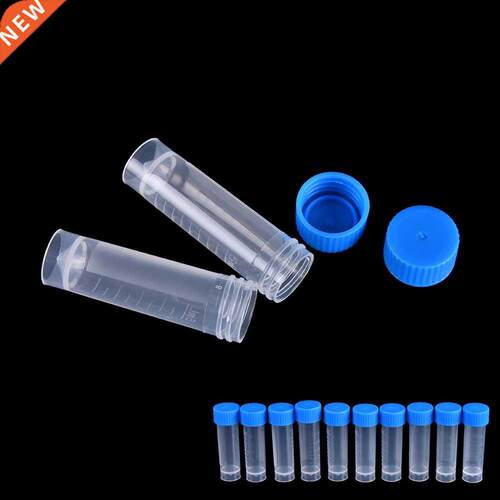New 50pcsx 5ml Chemistry Plastic Test Tubes Vials Seal Caps