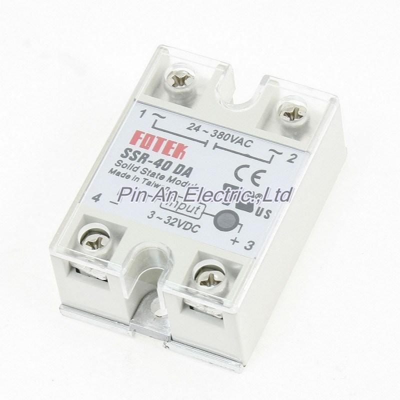 DC3-32V to AC24-380V 1 Phase Solid State Relay SSR-40DA w Co