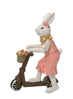 Easter unny Scooter Figurine Ornent Rait Couple Resin C