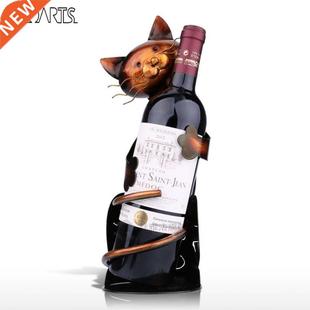 Cat Wine Rack Wine Holder Shelf Metal Practical Sculpture Wi