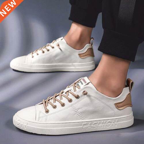 New Style Mn's Vulcnized Shoes White Snekers Men Lether