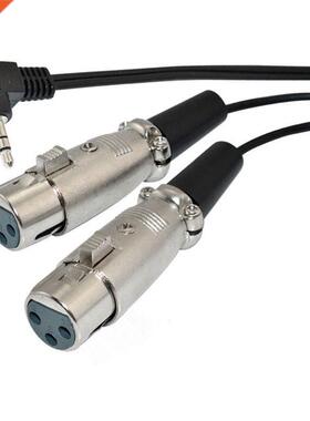 Right Angle 3.5mm Mini Stereo Male to 2 XLR Female Y-Cable