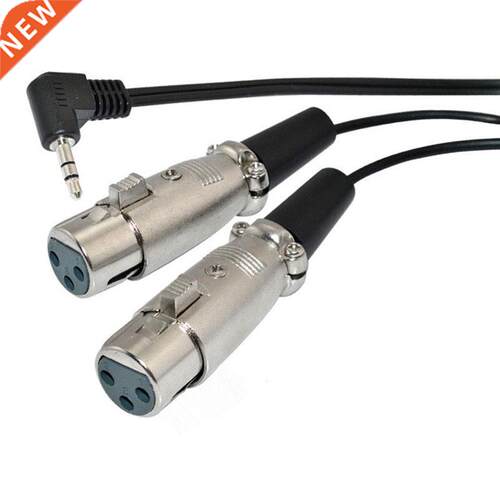 Right Angle 3.5mm Mini Stereo Male to 2 XLR Female Y-Cable