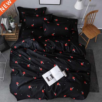 Cute Red Mushroom Pattern Bedding Sets 3/4pcs Super Soft Bed