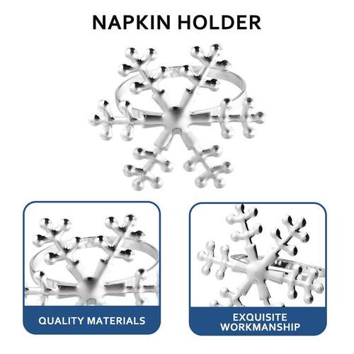 6 Pcs Christmas Snowflake Shaped Napkin Rings Dinning Table