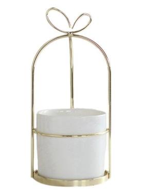 Modern Non-Porous Ceric Vase With Gold Fre White Porcela