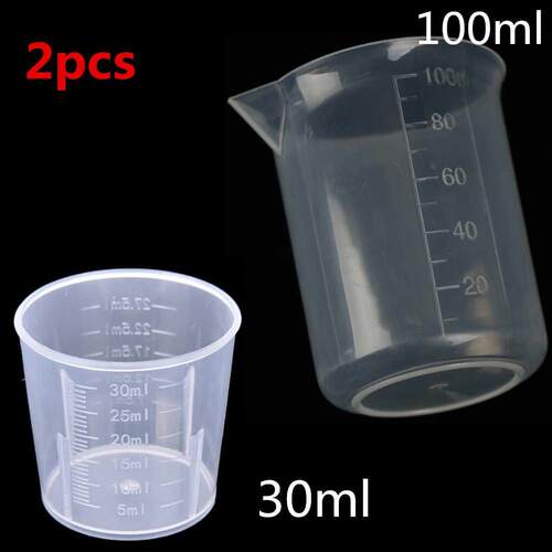 2pcs/set 100ML / 0ml Clear Plastic Measuring Cup Jug Pour S