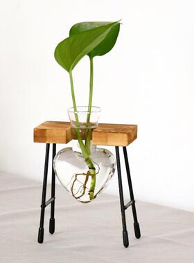 Desktop Heart Shape Glass Hydroponic Vase, Flower Plant Pot