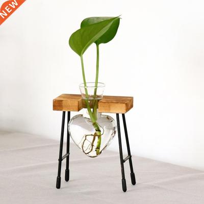 Desktop Heart Shape Glass Hydroponic Vase, Flower Plant Pot