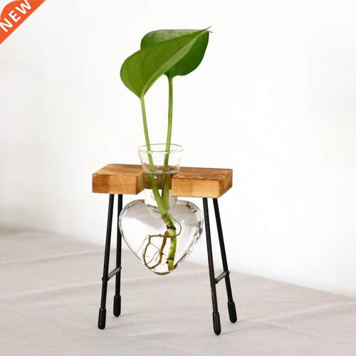 Desktop Heart Shape Glass Hydroponic Vase, Flower Plant Pot