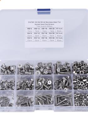 440pcs M M4 M5 Hex Socket Flat Head Screw Bolts and Nuts k