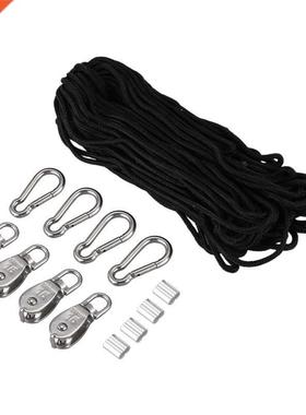 4Pcs 15mm Crane Pulley Block Swivel Hook Single Pulley Block