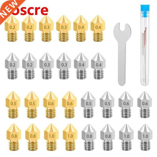3D Printer Accessories Stainless Steel and MK8 Brass Nozzles