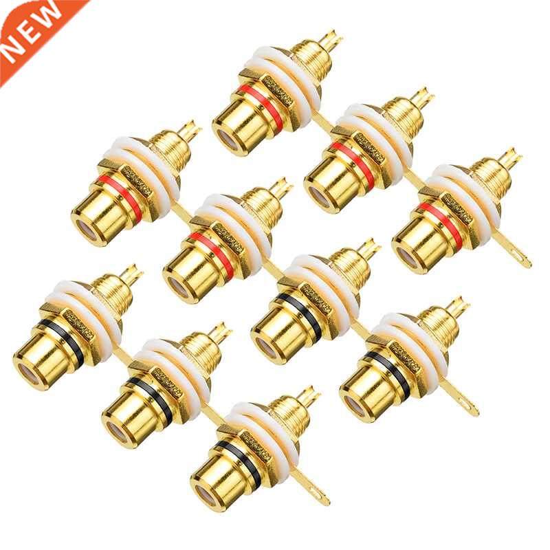 10pcs/pack RCA Female Socket Connector Gold Amplifier Audio