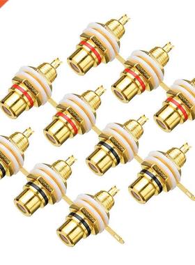10pcs/pack RCA Female Socket Connector Gold Amplifier Audio