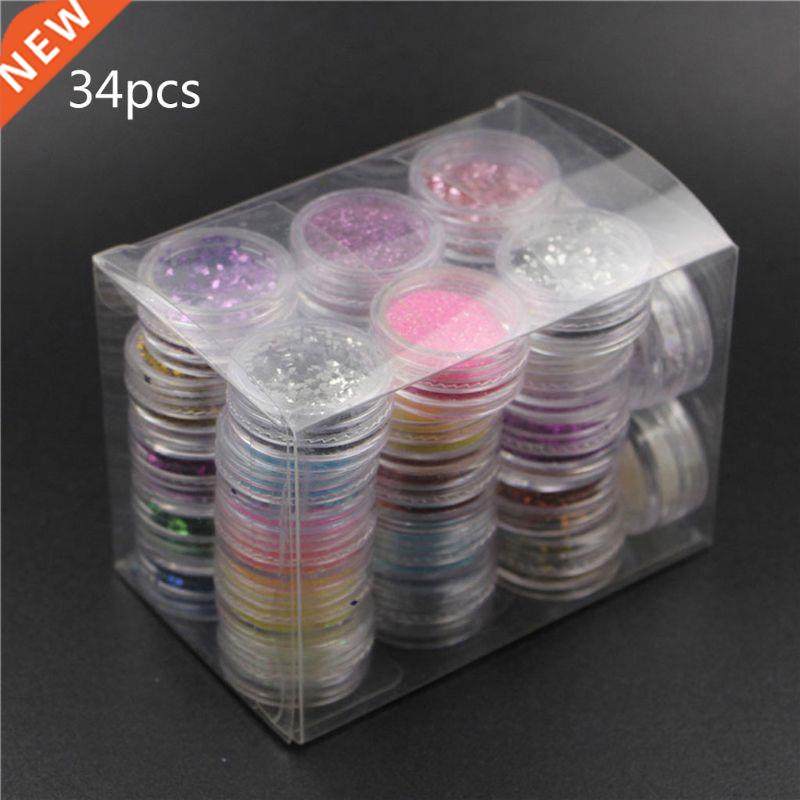 34 Colors Resin Pigment Mica Powder Glitters Sequains Nail A