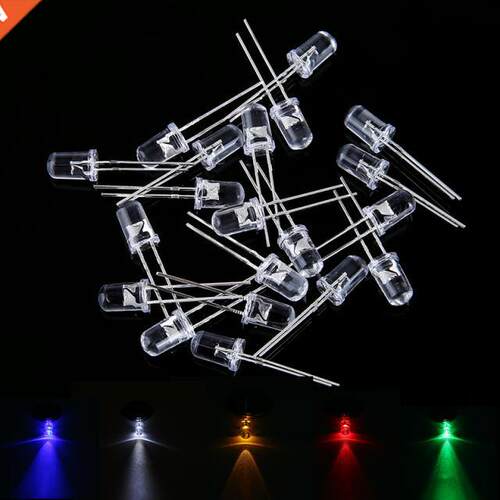 100pcs 5Colors Assorted 5mm Round LED Diodes Set Clear Red G