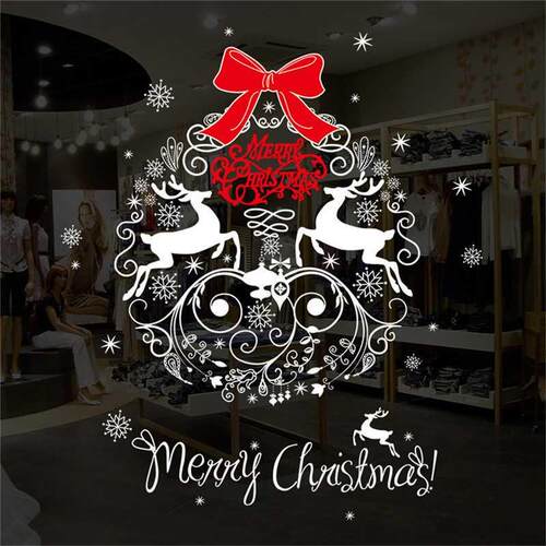 *Merry Christmas Wall er ig Christmas Wreath Pattern Glass