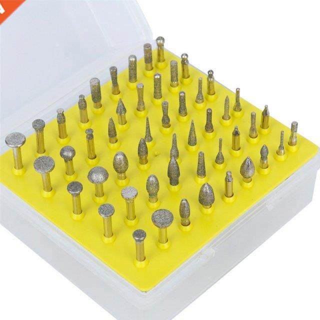 50 Pieces Diamond Burr Bits Drill Kit Rotary Burrs Set Grind