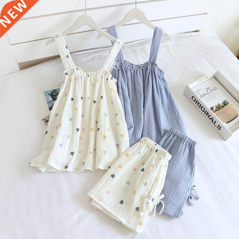 2022 Summer New Style Ladies Pajamas Two-piece 100%Cotton Cr