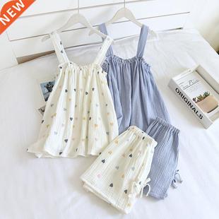 Style Ladies 100%Cotton Summer piece New Two 2022 Pajamas