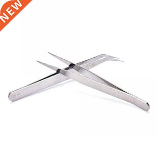 2PCS Sliver Bend+Straight Stainless Steel Tweezers Industria