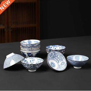 1 PCS Retro Blue and White Porcelain Cone Teacup Anti Scalin