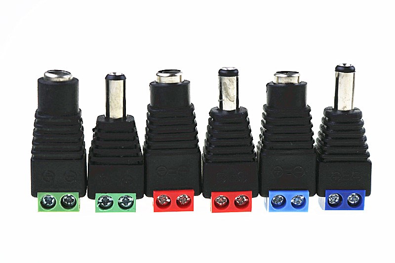 5 PAIRS 12V Red  Blue Green 5pcs Female +5 pcs Male DC conne
