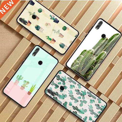 Cute Plant Cactus Tempered Glass Phone Case For Huawei P20 P