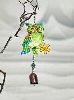 Owl Wind Chimes Home Outdoor Garden Crafts Metal Glass Paint