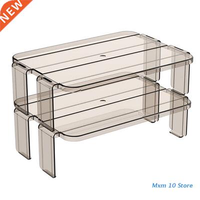2pcs Refrigerator Organizer Stackable Fridge Rack Clear Plas