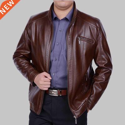 Spring SheepSkin Leather Jacket Men Overcoat Motorcycle Genu