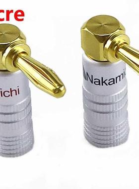 2pcs Gold-Plted 24K Bnn Plugs Nkmichi Right ngle 4mm