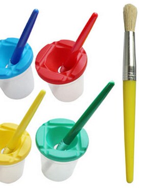 Creative DIY Plastic Children Kids Paint Brush Pen Cup Set