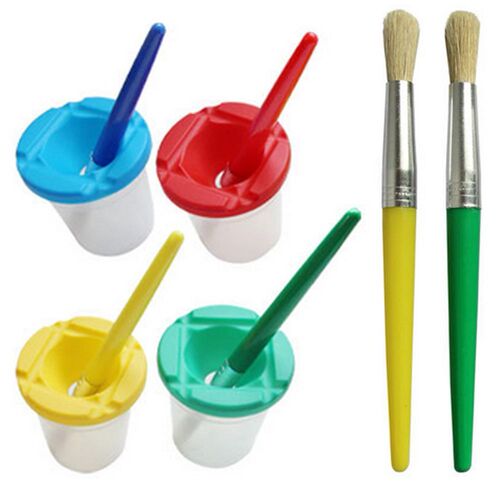 Creative DIY Plastic Children Kids Paint Brush Pen Cup Set