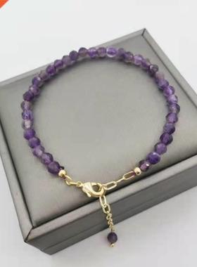 Faceted Amethyst Bracelet Genuine Gemstone cate Adjustable 1