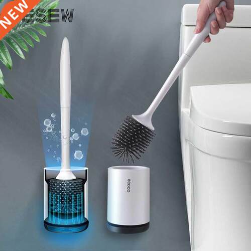 GESEW Silicone TPR Toilet Brush and Holder Quick Drain Clean