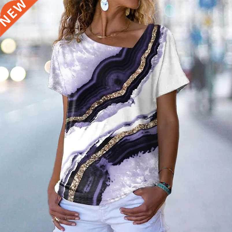 Women Summer Fashion Floral Plants Theme Tops Female Print L