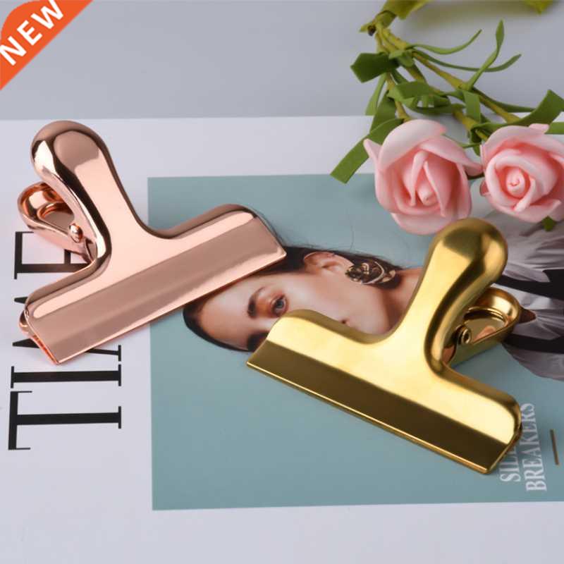 Pretty Binder Clamp Luxurious Rose Gold Metal Clip Paper Bil